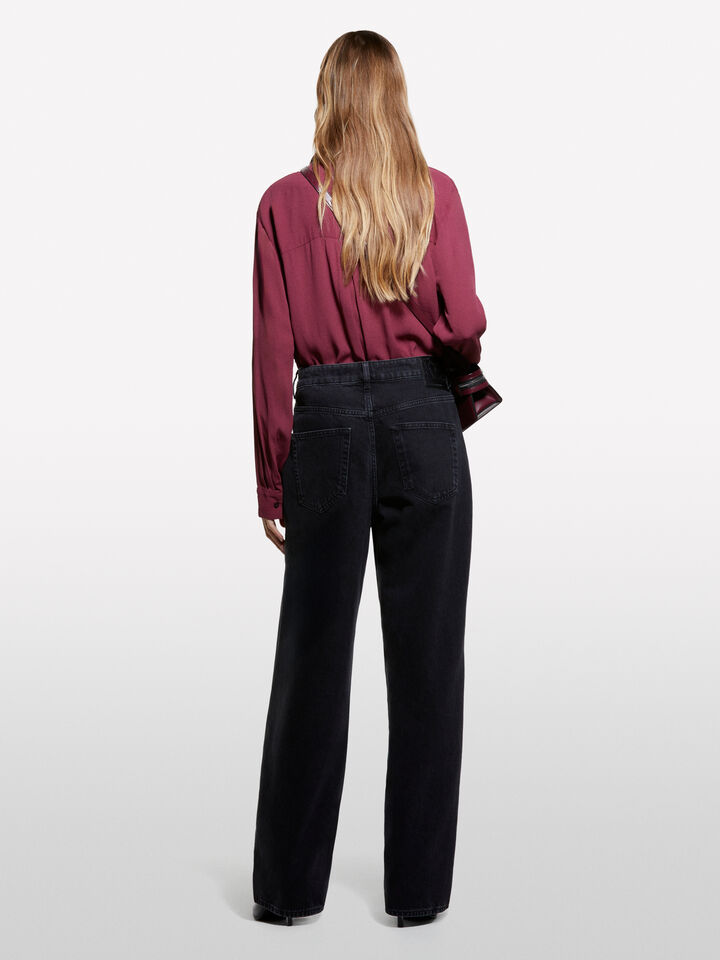 Burgundy oversized shirt - women's shirts - Burgundy | Sisley image number 2